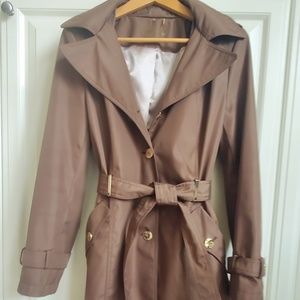 Calvin Klein Hooded Taupe Trench Coat